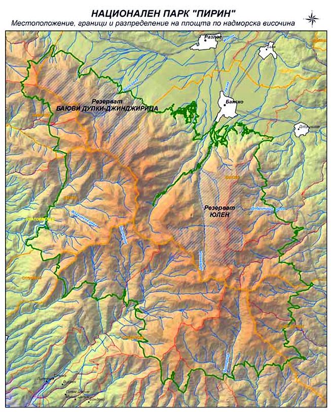map of national park Pirin